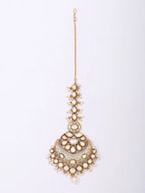 Meenakari Polki and Pearl Cluster Drop Maang Tikka