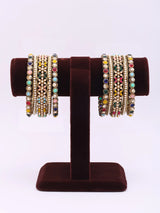 Multicolour Stone and Pearl Studded Brass Bangles Set of 10