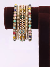 Multicolour Stone and Pearl Studded Brass Bangles Set of 10