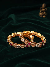 Meenakari Pearl and Kundan Openable Bangle Set (Pair)