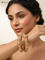 Meenakari Kundan Studded Openable Copper Bangle Set