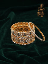 Stone Studded Brass Bridal Bangles in Traditional Style, Set of 6