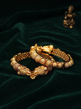 Royal Elephant Temple Style Copper Openable Bangles Pair