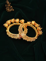 Polki Stone Studded Openable Bridal Bangles with Jhumka Drop