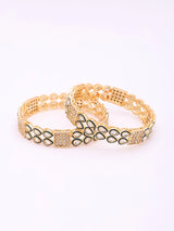 Teardrop Polki Stone Studded Brass Bangles (Pair)