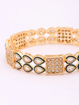 Teardrop Polki Stone Studded Brass Bangles (Pair)