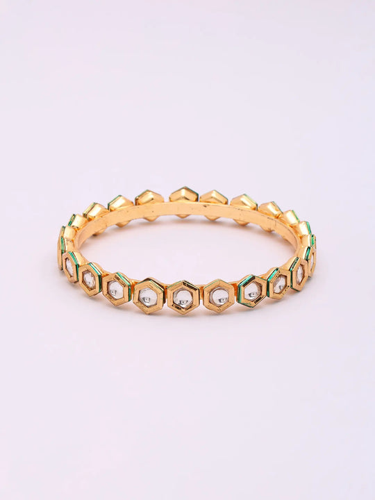 Honeycomb Polki Brass Bangles Set of Four