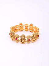 Chaturbhuj Ganesha Red Kundan Brass Bangles (Pair)