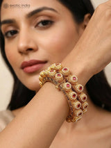 Kundan Studded Openable Brass Kada Bangles Pair