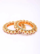 Kundan Studded Openable Brass Kada Bangles Pair