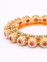 Kundan Studded Openable Brass Kada Bangles Pair