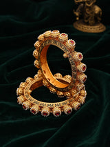 Kundan Studded Openable Brass Kada Bangles Pair