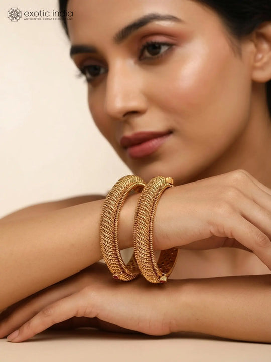 Swirl Design Openable Brass Kada Bangles Pair