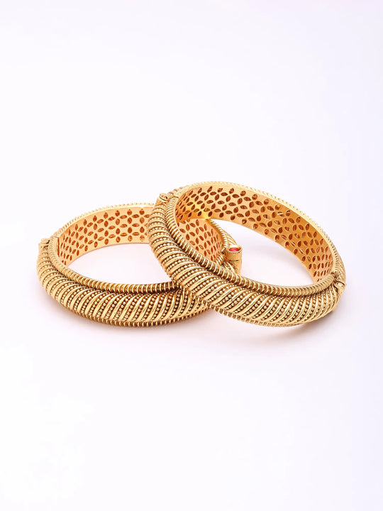Swirl Design Openable Brass Kada Bangles Pair