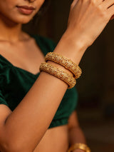 Floral Rajwadi Brass Openable Kada Bangles (Pair)
