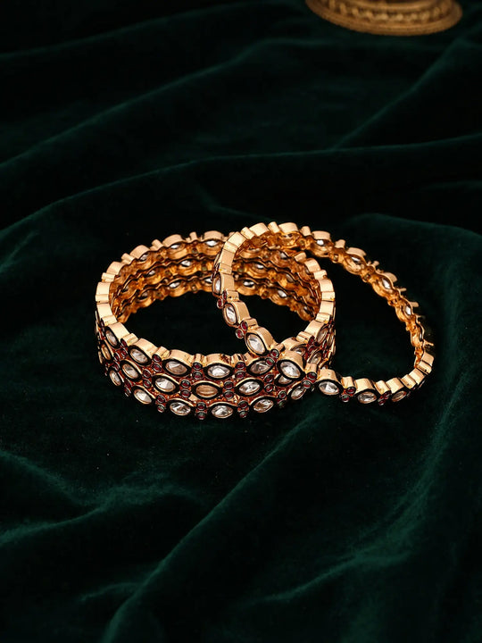 Polki and Meenakari Brass Bangles with Enamel Work, Set of 4