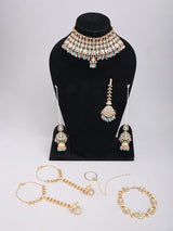 Pastel Bead and Kundan Bridal Jewellery Set in Brass