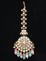 Pastel Bead and Kundan Bridal Jewellery Set in Brass