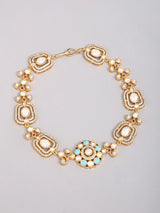 Pastel Bead and Kundan Bridal Jewellery Set in Brass