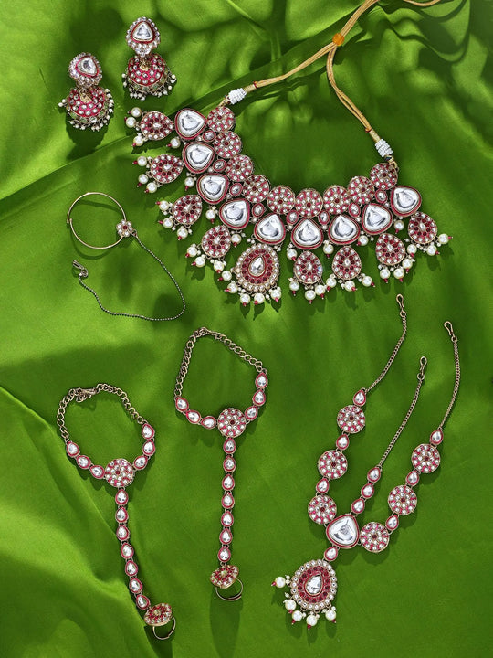Ruby Red Kundan Bridal Set with Pearl Drops