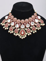 Ruby Red Kundan Bridal Set with Pearl Drops