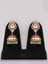 Ruby Red Kundan Bridal Set with Pearl Drops