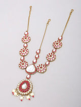 Ruby Red Kundan Bridal Set with Pearl Drops