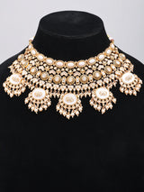 Oval Kundan Bridal Set with Nath, Maang Tikka and Hathphool
