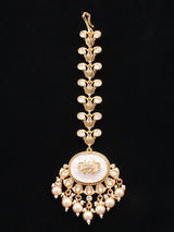 Oval Kundan Bridal Set with Nath, Maang Tikka and Hathphool