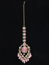 Kundan Bridal Jewellery Set with Pearl Drops in Red and Green