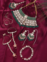 Kundan and Emerald Green Drop Bridal Jewellery Set