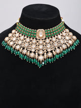 Kundan and Emerald Green Drop Bridal Jewellery Set