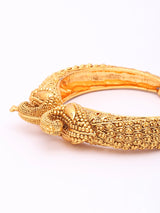 Carved Peacock Openable Brass Kada Bangles (Pair)