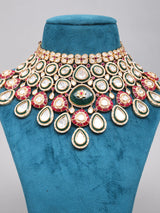 Green Kundan Teardrop Bridal Choker Set with Maang Tikka