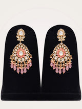 Floral Kundan Bridal Set with Pink Bead Drops