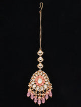 Floral Kundan Bridal Set with Pink Bead Drops
