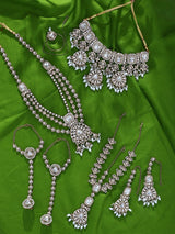 Polki and Pearl Drop Bridal Jewellery Set in Zinc Alloy