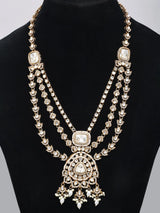 Polki and Pearl Drop Bridal Jewellery Set in Zinc Alloy