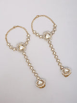 Polki and Pearl Drop Bridal Jewellery Set in Zinc Alloy