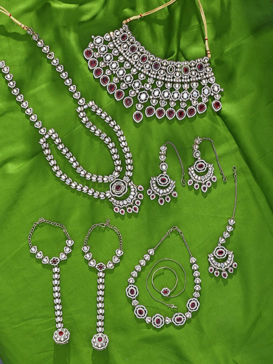 Polki Bridal Chandbali Earrings with Layered Necklace Set