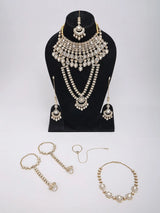 Polki Bridal Chandbali Earrings with Layered Necklace Set
