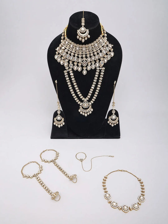 Polki Bridal Chandbali Earrings with Layered Necklace Set