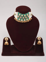 Beaded Multi-Strand Kundan Choker and Earring Set