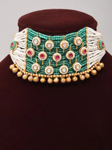 Beaded Multi-Strand Kundan Choker and Earring Set