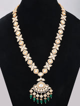 Floral Teardrop Brass Bridal Set with Green Bead Drops