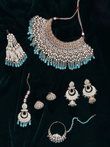 Kundan Bridal Nose Ring, Maang Tikka, Passa and Ring Set