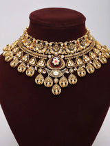 Floral Peacock Bridal Choker Set with Earrings and Maang Tikka