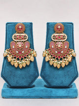 Kundan Meenakari Brass Necklace Set with Pearl Drops