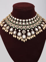 Emerald Green Polki Bridal Choker Set with Earrings and Maang Tikka