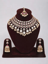 Emerald Green Polki Bridal Choker Set with Earrings and Maang Tikka